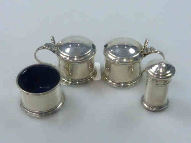 George V Silver Four Piece Cruet Set, Birmingham 1928