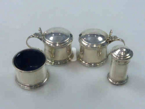 George V Silver Four Piece Cruet Set, Birmingham 1928