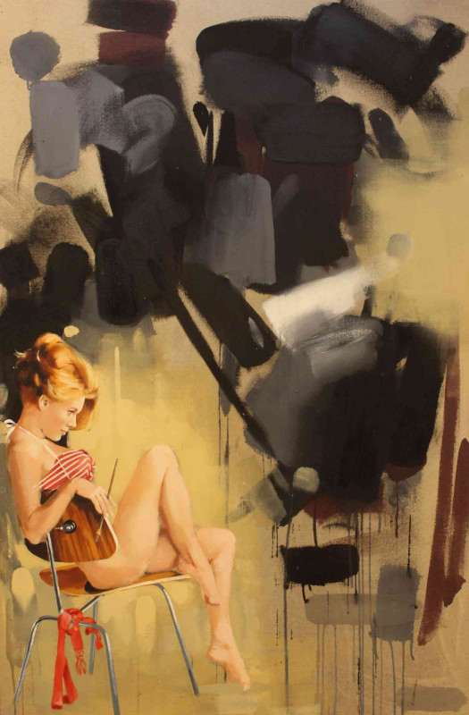 James Paterson (British living artist, b. 1977 in Darlington), 'Even Today The Battle Between Abstract And Figurative Still Rages On I', acrylic, framed, canvas, 153cm by 101cm.