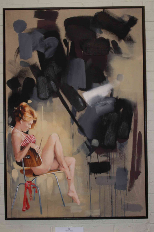 James Paterson (British living artist, b. 1977 in Darlington), 'Even Today The Battle Between Abstract And Figurative Still Rages On I', acrylic, framed, canvas, 153cm by 101cm.