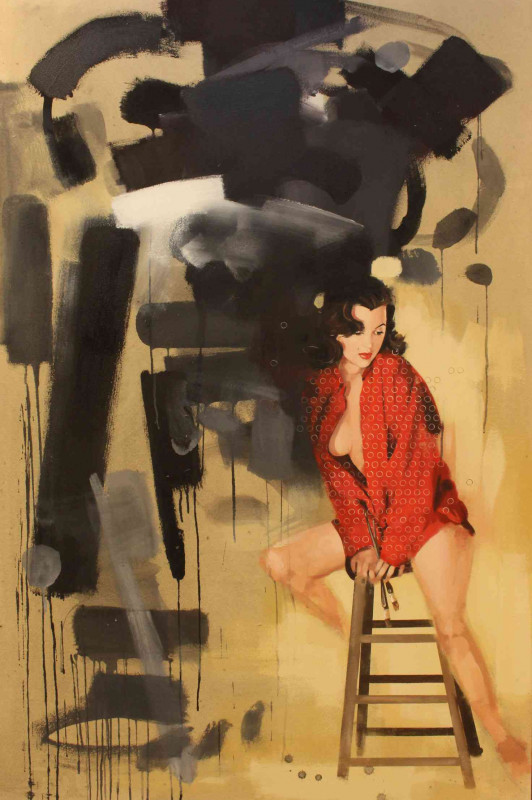 James Paterson (British living artist, b. 1977 in Darlington), 'Even Today The Battle Between Abstract And Figurative Still Rages On II', acrylic, framed, canvas, 153cm by 101cm.