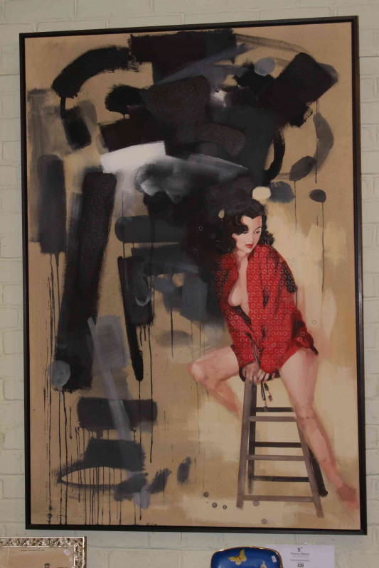 James Paterson (British living artist, b. 1977 in Darlington), 'Even Today The Battle Between Abstract And Figurative Still Rages On II', acrylic, framed, canvas, 153cm by 101cm.