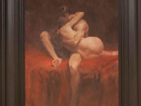 David Knight (British living artist), 'Nudes in Hold', acrylic, framed,...