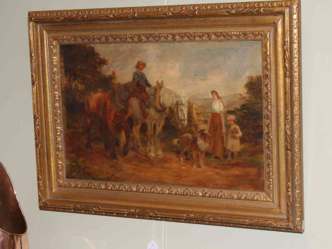 Philip Smith, Farm Hand and Two Horses with Mother and Child with their...