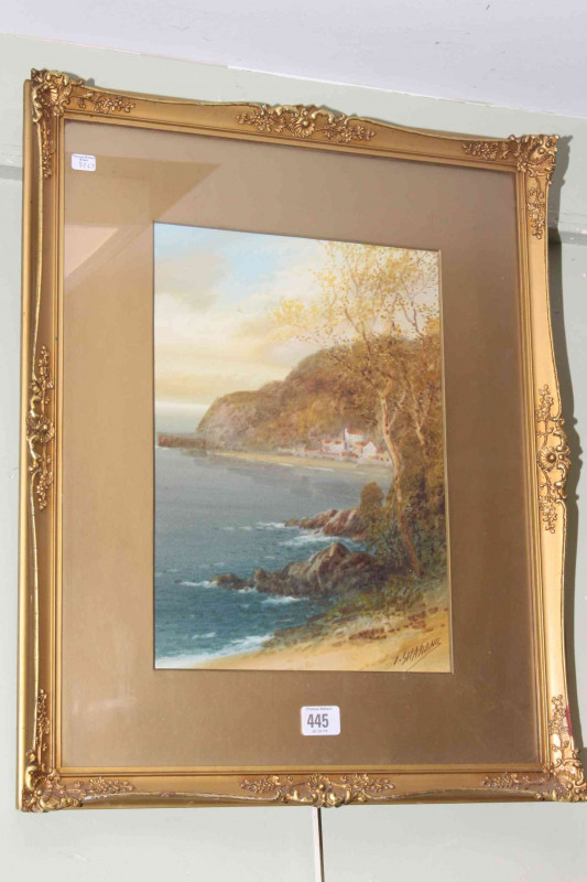 John Shapland (1865-1929), Babbacombe, Torquay, watercolour, signed lower right, 35cm by 25cm, in glazed gilt frame.