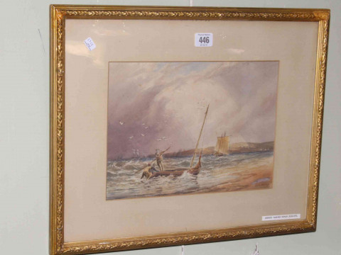 Anthony Vandyke Copley Fielding (1787-1855), Figures and Boats on a Choppy...