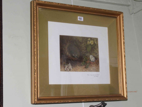 J.L. Moore, Mossy Bank with Birds Nest, oil painting, signed and titled...