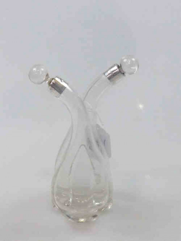 George V Oil and Vinegar Bottle with Silver Collars, Birmingham 1919