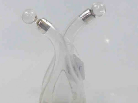 George V Oil and Vinegar Bottle with Silver Collars, Birmingham 1919