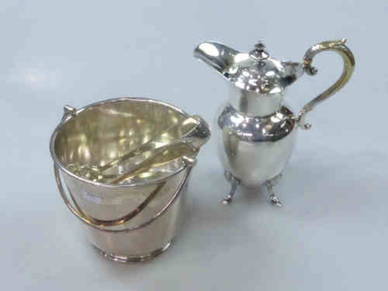 Silver Plate Ice Bucket and Jug (2)