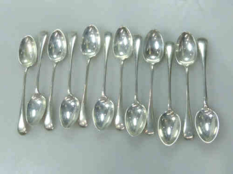 Set of Twelve Silver Teaspoons, 5.5 Troy ozs