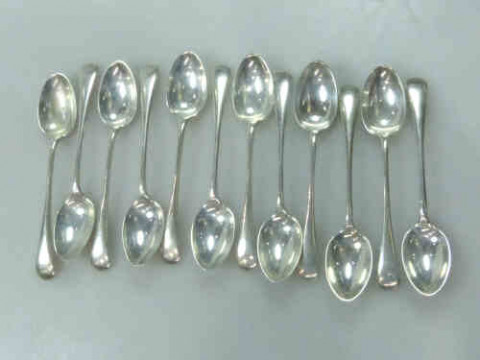 Set of Twelve Silver Teaspoons, 5.5 Troy ozs