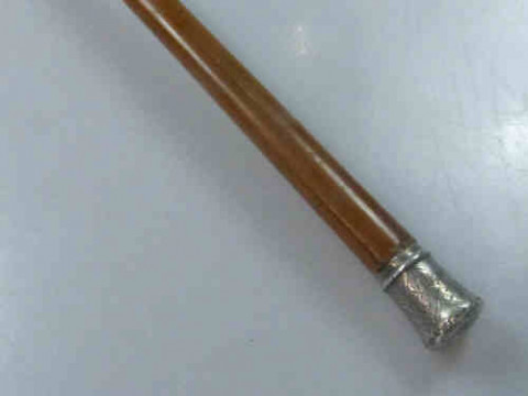 Silver Topped Malacca Cane, Unmarked but Tests as Silver