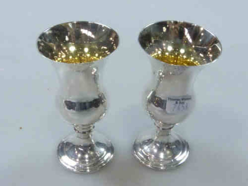 Pair of Silver Thistle Shaped Goblets, Birmingham 1981, 3.7 Troy ozs