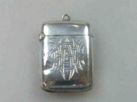 Edwardian Silver Round Vesta Case, Birmingham 1907