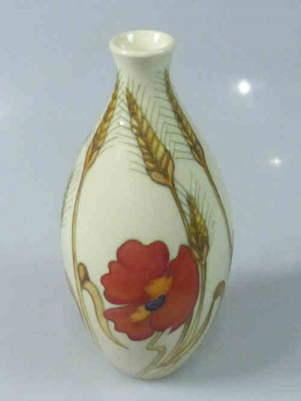Moorcroft Pottery Vase, Tube Lined and Hand Painted with Poppies and Corn