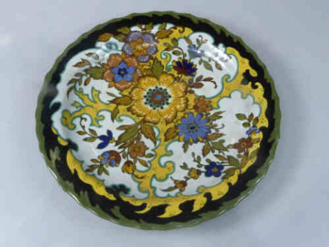 Striking and Large Gouda Pottery Dish, 16inch Diameter