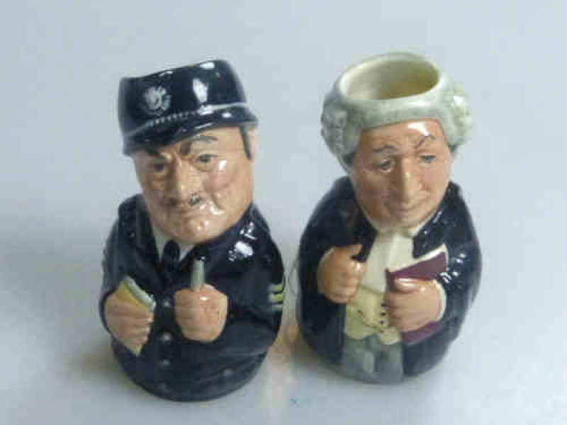 Two Royal Doulton Jugs 'Sgt Peel' and 'Mr Littigate'