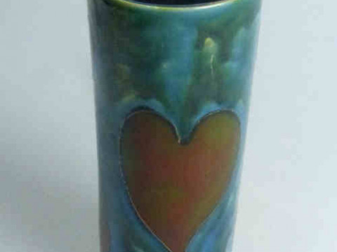 Anita Harris Vase with Heart Decoration, 22.5cm High