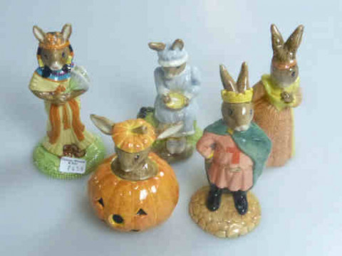 Five Royal Doulton Figures 'Halloween Bunnykins'. 'Ankhesenamun', 'Little...
