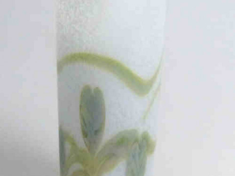 Okra Vase with Floral Decoration, 20cm High
