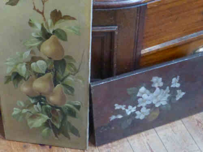 Two Unframed Oil Paintings, F W Kertley 'Still Life of Pears' and C Carrol 'Vase of Flowers'