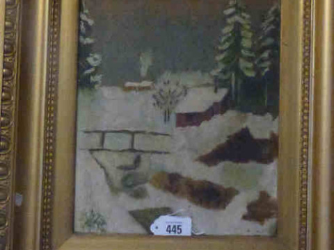 N Jones 'Winter Scene', oil painting on canvas, 29cm x 24cm, framed