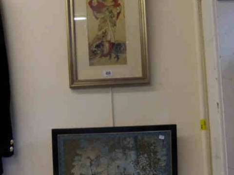 Two Oriental Pictures 'White Fox' and  'Japanese Lady with Dog'