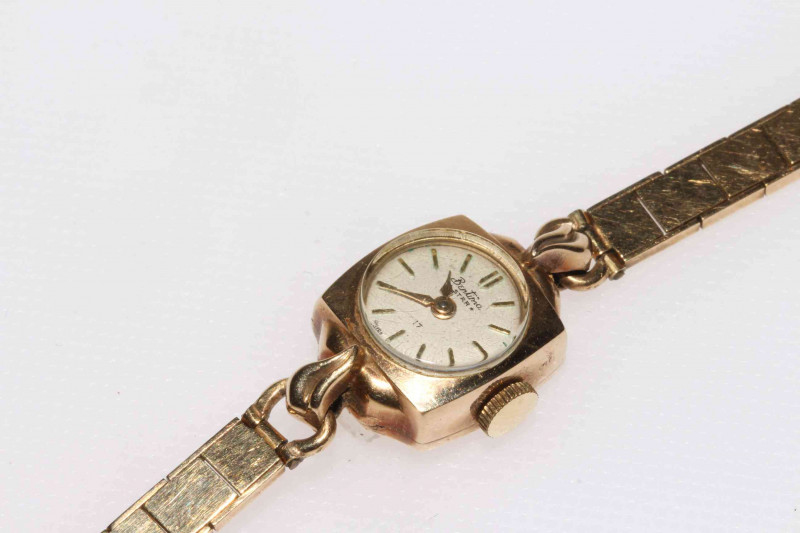 9 carat gold ladies bracelet watch.
