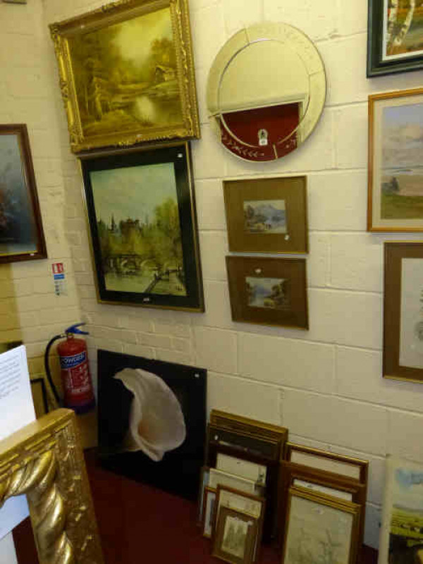 Art Deco Style Mirror, Oil Painting of River Scene and Collection of Watercolours and Prints (24)