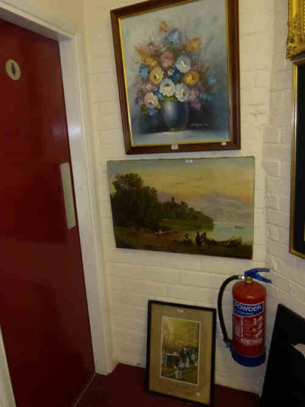 C Carrol 'Vase of Flowers' oil painting on canvas, Unframed Oil Painting and Print 'The Place of Meeting'