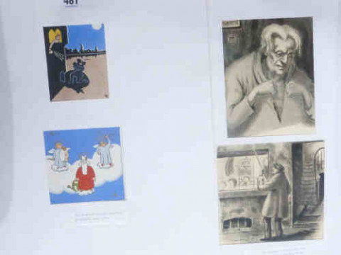 Nine Various Woodcuts, Etchings etc.