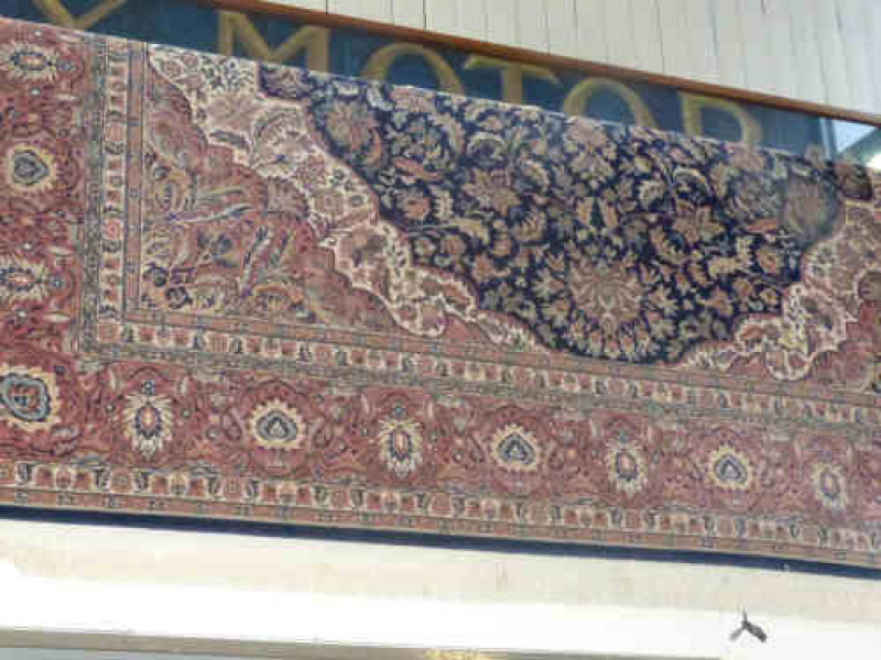 Large Blue Ground Floral Design Wool Rug, 2.70m x 2.70m
