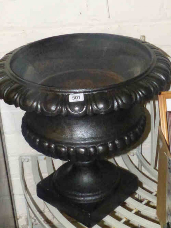 Pair of Cast Metal Garden Planters