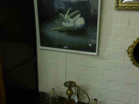 Crystal Drop and Gilt Metal Five-branch Chandelier and Ballerina Print