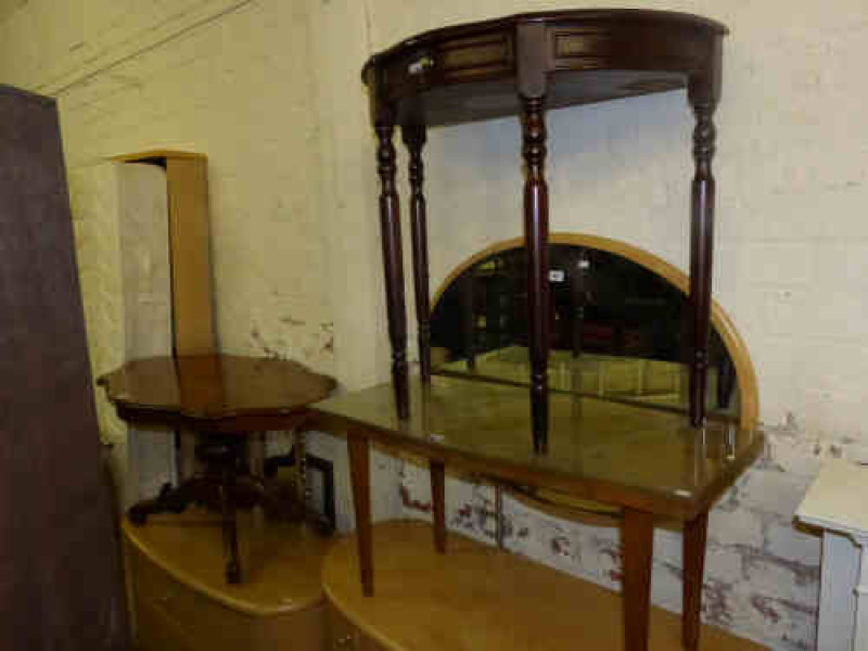 Mahogany Corner Cabinet, Demi-lune Hall Table, Italian Style Coffee Table and 1960's Coffee Table