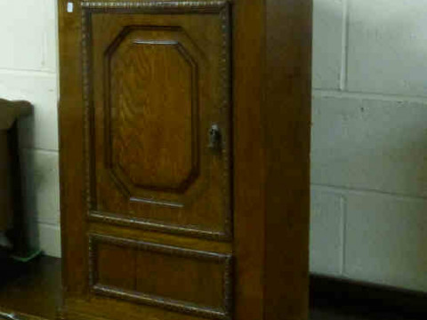 Oak Hanging Single Door Corner Cabinet with dummy drawer