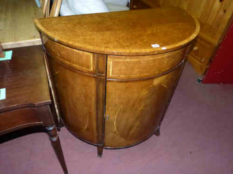 Demi-lune Walnut Finish Side Cabinet