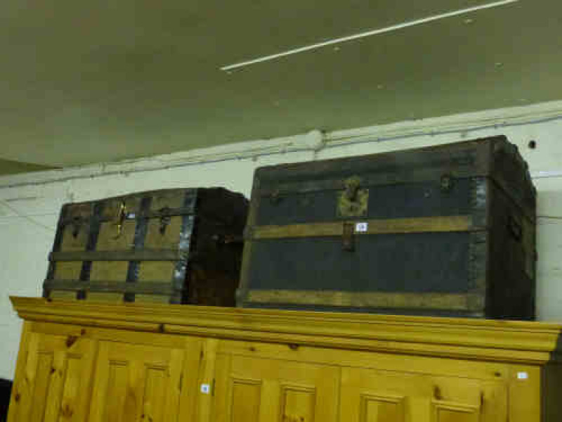 Two Oak Bound Dome Top Trunks