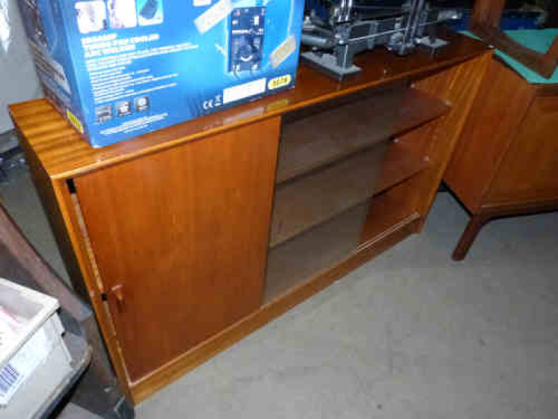 Teak Glazed and Panel Door Bookcase, Nest of Teak Tables and 4ft6ins Coffee Table (3)
