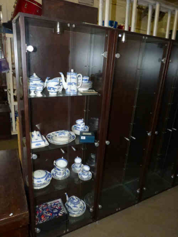 Two Mahogany Finish and Glazed Illuminated Display Cabinets