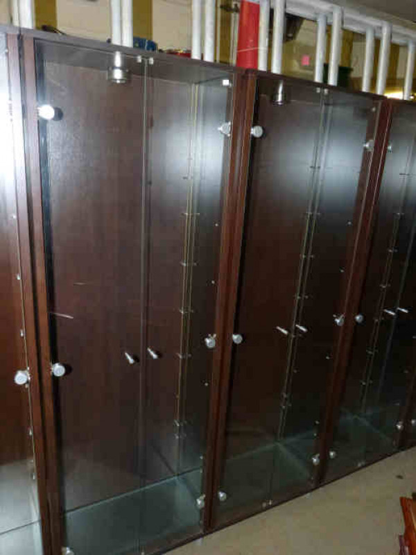 Two Mahogany Finish and Glazed Illuminated Display Cabinets