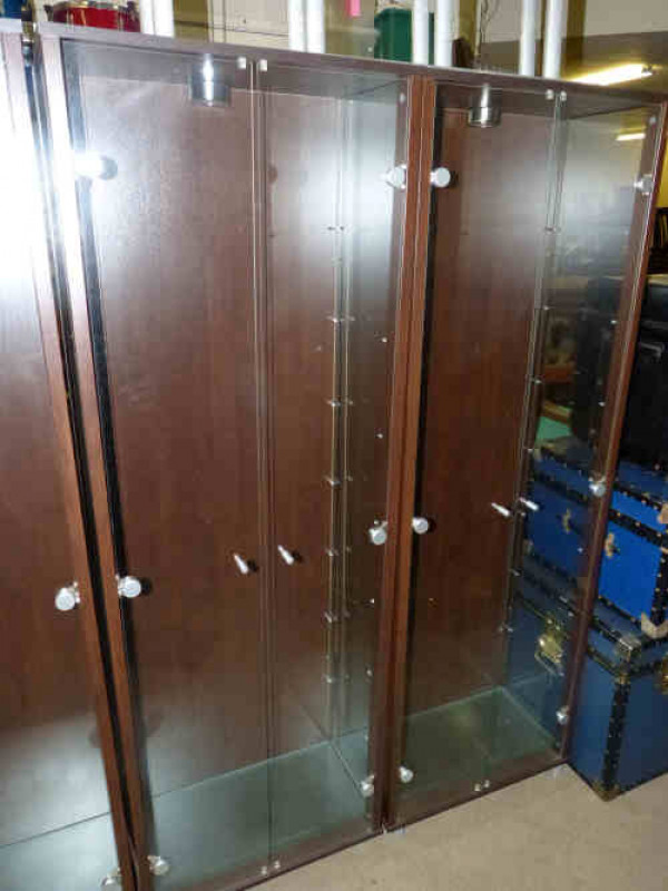 Two Mahogany Finish and Glazed Illuminated Display Cabinets