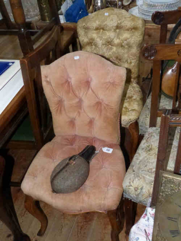 Pair of 19th Century Walnut Framed Button Upholstered Ballroom Chairs