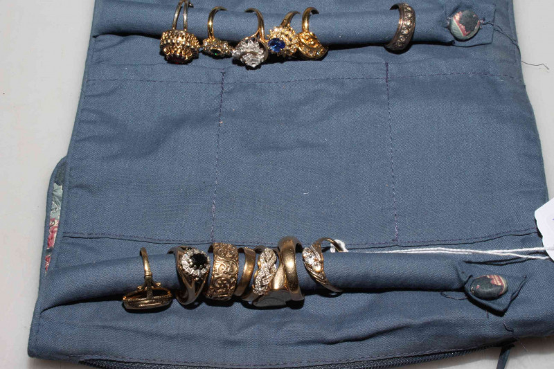 Collection of fifteen rings, of which at least nine are 9 carat gold.