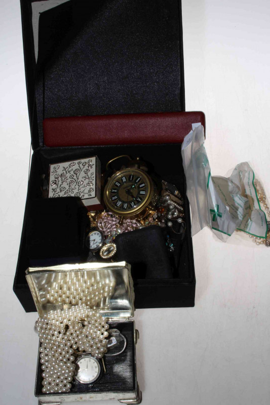 Box of jewellery and watches, etc.