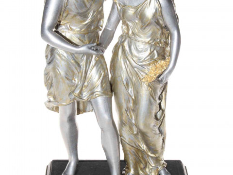19th Century well detailed French figural metal group of a standing classical...