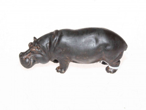 A well detailed early 20th Century cold painted bronze hippopotamus standing...