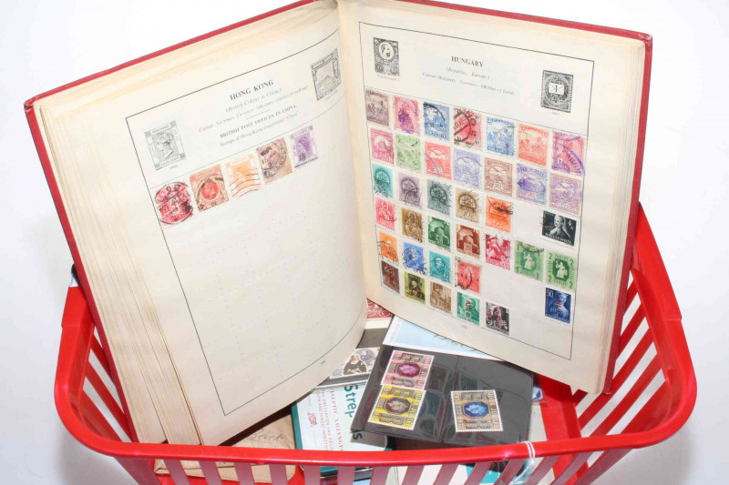 Strand worldwide stamp album including two pages of China (high revenue and emperors), Manchuria, Siam, USA pre-cancel and presidential, perfins, half crown seahorse, with other loose stamps.