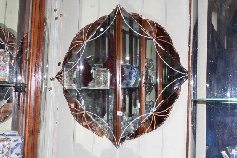 Art Deco two tone circular shaped mirror.